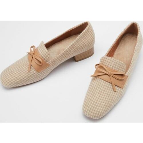 EshtonShero Shoes Women Leather Flock Female Flats Spring Shoes Classic Womens Loafers Casual Leather Shoes Round Toe Flats