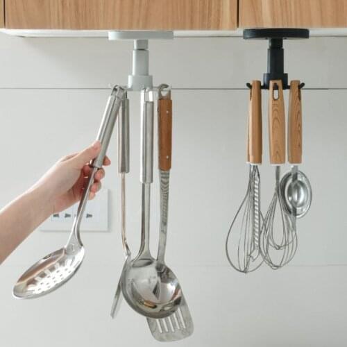 Kitchen 360° Rotate Storage Rack Cupboard Shelf Hanging Hook Organizer Closet Clothes Shelf Hanger Wardrobe Holder KitchenCocina