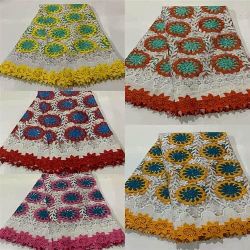 Hot selling fashion High quality african lace fabric embroidered beaded tulle French guipure lace fabric 5 yards. ZQ88303