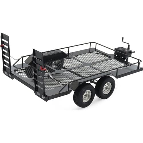 Metal Dual Axle Scale Trailer for 1/10 RC Crawler Car Axial SCX10 Traxxas TRX4 TRX6 Tamiya CC01 RGT 86100 SMT Redcat GEN8