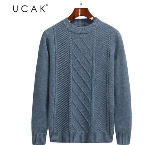 UCAK Brand Classic Casual Sweaters Men Clothing O-Neck Striped Streetwear Sweater Pull Homme Autumn Winter Thick Pullover U1293
