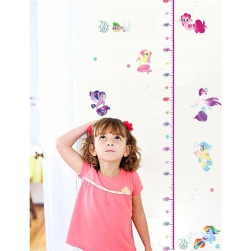 Cartoon unicorn height measure Wall Stickers For Kids Rooms Hot Wall Decal Children Cute Animal Nursery Room Decor