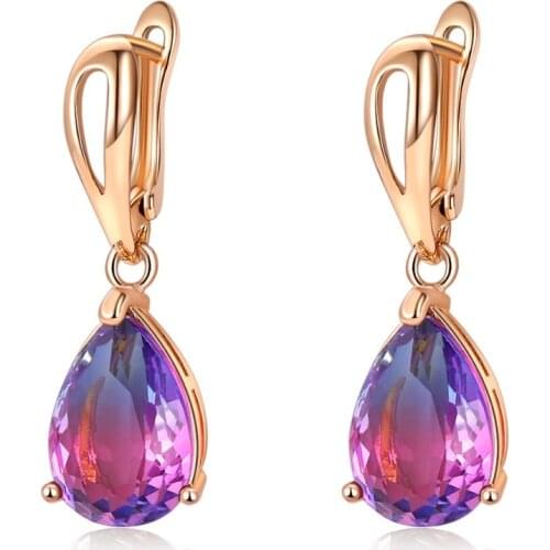 2021 latest fashion jewelry Tourmaline 10*14 drop earrings plated KC gold earrings Crystal from Swarovskis for Women