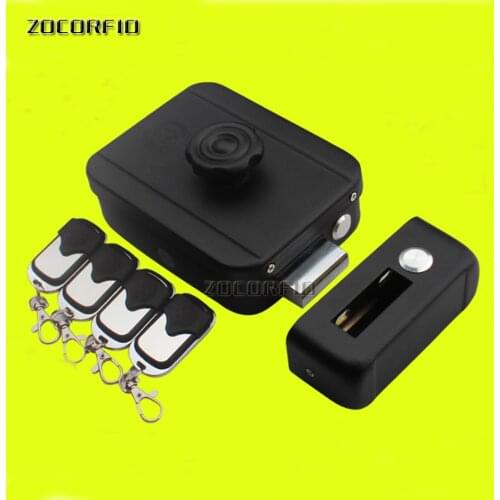 Dry battery power 4 remote controls wireless outdoor gate door castle electric drop bolt lock (no battery included)