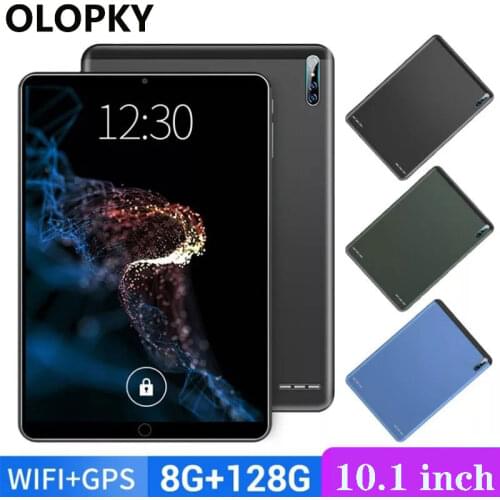 OLOPKY Fashion Tablet 10.1 Inch Large Screen Android 9.10 Version Fashion Portable Tablet 8G+128G White Tablet Black EU Plug