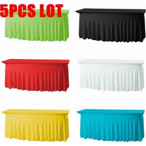 Rectangle Fitted Stretch Spandex Table Cover Tablecloth Lycra Long Bar Table Cloth For Hotel Event Party Decoration
