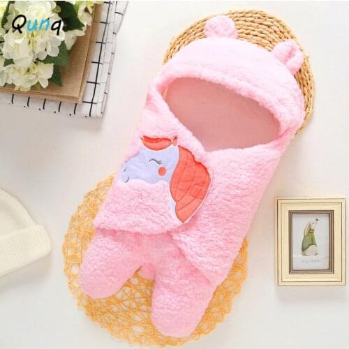 Qunq Fleece Winter Fall Baby Blanket Cute Unicorn Pattern Newborns Swaddle Soft Comfortable Infant Boys Girls Blanket