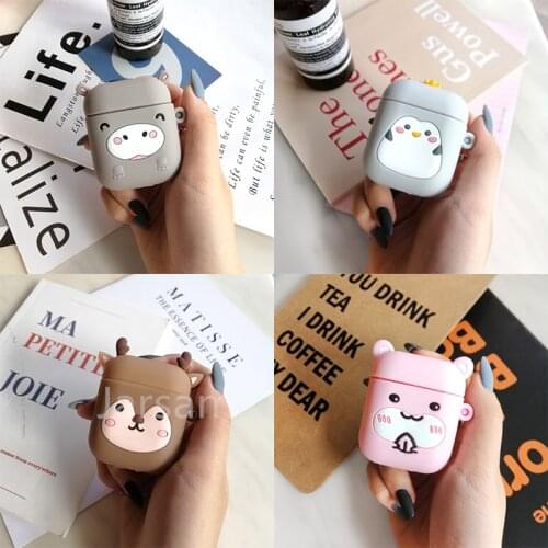 Cartoon hippo Wireless Earphone Case For AirPods 1 2 Silicone Charging Headphones Case Protective Cover accessories