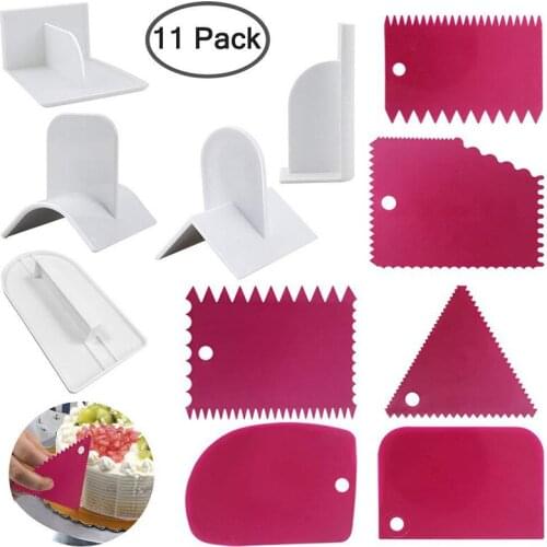 11pcs Irregular Teeth Edge Cream Scraper Cake Trapezoid Spatula Cutter Cake Smoother Polisher Surface Polishing Fondant Decor