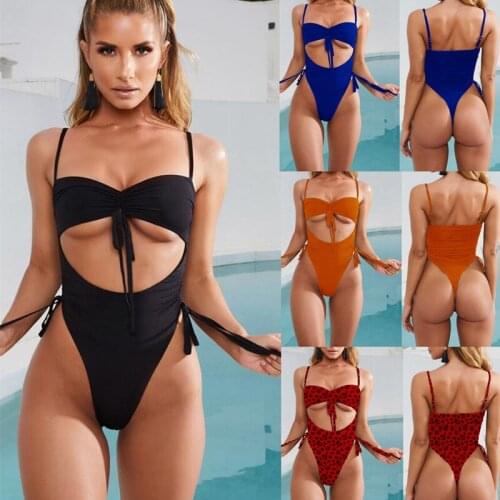 One Pieces Swimsuit Biquini 2019 Padded Swimwear Girl Beach Wear Solid Monokini Bandeau Trikini Swimming Suit for Women Badpak