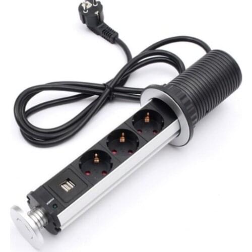 Depoguye EU Universal Power Kitchen Table Lifting Electrical Socket, Pop Socket ,2 Rechargeable USB Hidden Desktop Socket Power