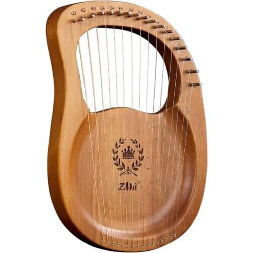 ZANi Lyre Harp,16 Metal Strings Harp Mahogany Crown Pattern Lyre Harp,Portable Stable Sound Quality Harp for Instrument Lovers