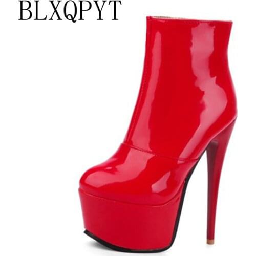 BLXQPYT Ladies Big size 31-48 short woman Mujer Ankle Boots Sexy super high Heels 15cm Party wedding Women Shoes pumps 88-8