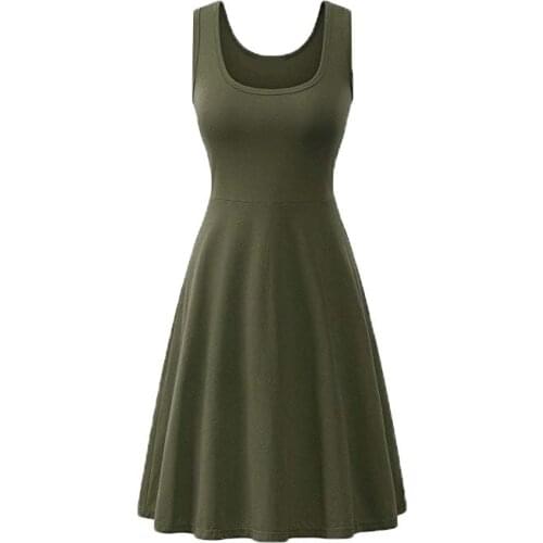 Summer Sleeveless Spaghetti Strap Square Neck Solid Casual All Match Simple Fashion Women Knitted Dresses