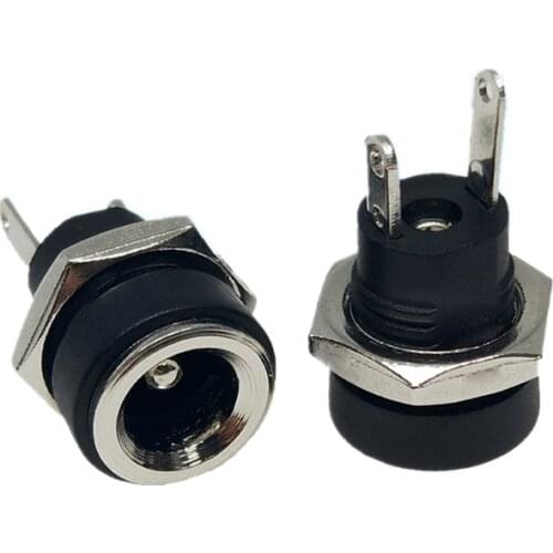 1/10PCS DC Power Supply Jack Socket Female Panel Mount Connector 2-Pin 5.5 X 2.1mm Plug Adapter 2 Terminal Types 3A 12v