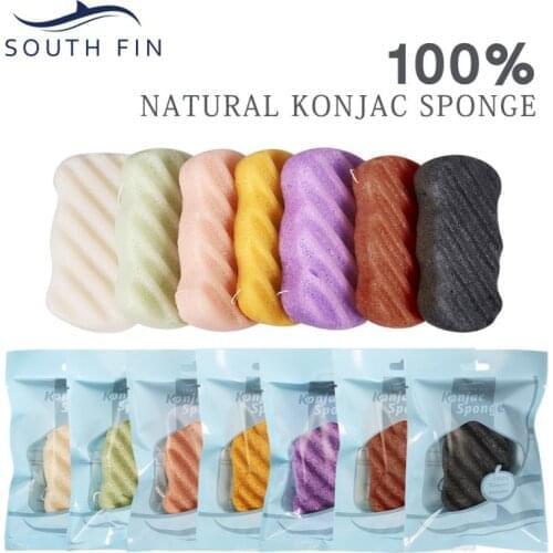 1Pcs Natural Soft Konjac Facial Puff Body Cleansing Quick-drying Sponge Wave Pattern Exfoliator Cleaner Protect Skin 7 Colors