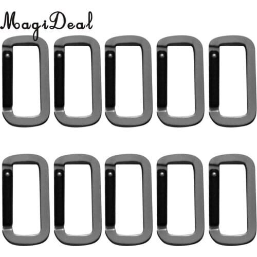 10pcs Aluminum Alloy Multiuse Rectangle Carabiners Keychain Buckle for Camping Rock Tree Climbing Fishing Rappelling Equip
