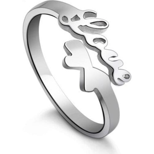 100% 925 sterling silver fashion love letter ladies`adjustable finger rings women jewelry birthday gift wholesale drop shipping