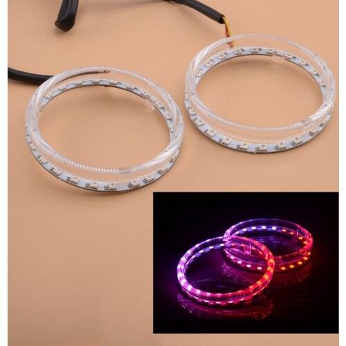 2pcs 95mm 2.5A Universal Car RGB LED Angel Eye Ring Halo Lights Lamps DRL Headlight Bluetooth APP Control 9V-32V