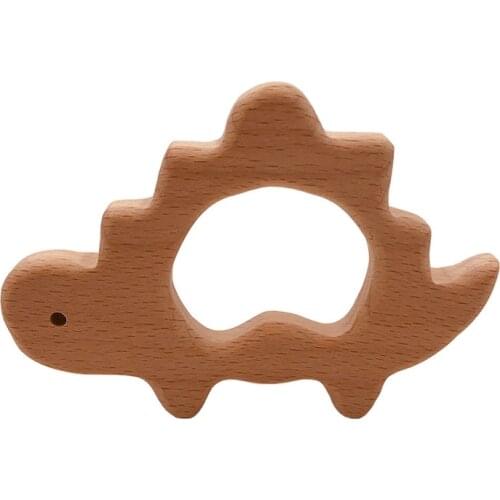 3pcs Wood Teether Ring DIY Organic Eco-friendly PVC Free Hedgehog Dinosaur Stroller Animal Gym Toy Beech Food Grade Baby Goods