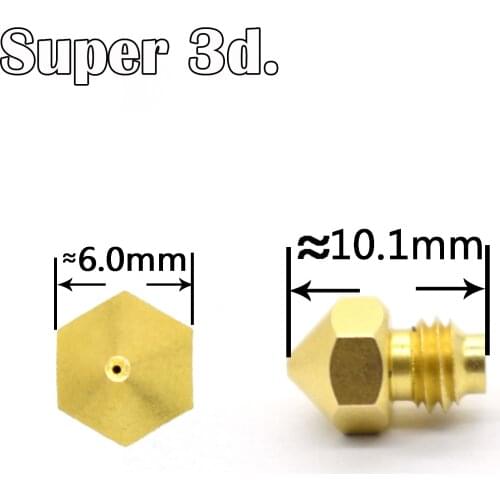 5pcs 3D Printer Cyclops Nozzle M5 Threaded Screw 0.4mm 1.75mm for 2 In 1 out heat block of V6 3D Printer parts