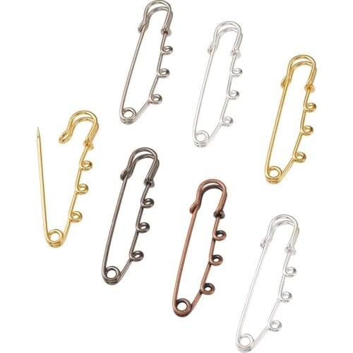 50pcs 2 Inch Brooch Safety Pins with 3 Holes 5 Colors Sweater Shawl Clips Kilt Needles for Skirt DIY Crafts Jewelry Making