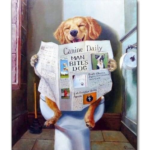 5D DIY Diamond Embroidery Aniamls,dog,toilet,full Diamond Painting Cross Stitch Rhinestone Mosaic Bathroom Room Decor Art