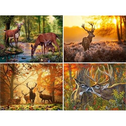 5D DIY Diamond Painting Elk Deer Forest Landscape Cross stitch Diamond Embroidery Mosaic Rhinestone Home Decor Christmas gift
