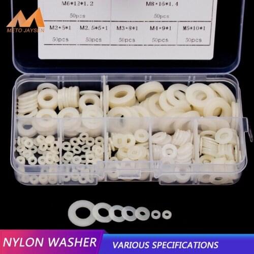 White Nylon Washer Flat Gasket M2 M2.5 M3 M4 M5 M6 M8 Plastic Sealing O-rings Assortment Kit Connecting Protection Washer 350pcs