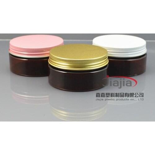 Free shipping: 80g brown PET Can with gold/white/pink aluminum Lid,Plastic Canning Jar Plastic Can Food Can 80ml container
