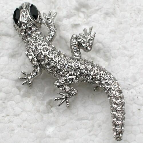 12pcs/lot Wholesale Lizard Brooch Rhinestone Pin brooches C101941