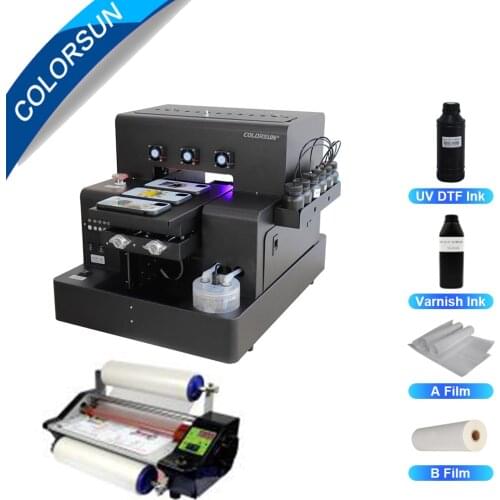 Colorsun UV DTF Printer A4 Size Printing Machine For Acrylic Metal Pen Mug Bottle Wooden UV DTF Flatbed Printing Machine