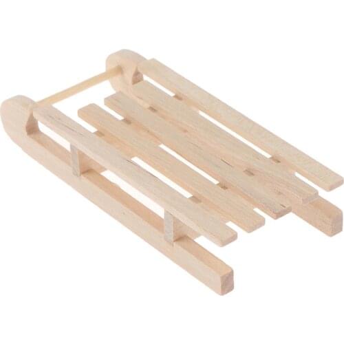 Mini 1/12 Scale Wooden Sleigh Gift Box Model DIY Christmas Landscape Dollhouse Accessory Kid toy pretend play toy