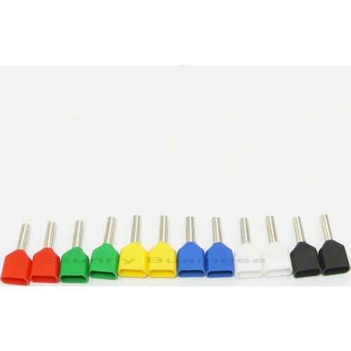 100PCS duble pipe insulated cold-press terminal Dual Entry Wire Bootlace Ferrules wire crimp terminal connector TE0508