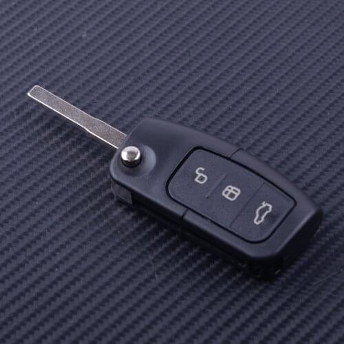 DWCX 3 Buttons Black Car Flip Folding Remote Key Shell Fit for Ford Mondeo MK4 Fiesta C-Max Galaxy Kuga S-Max 2008 2009 2010