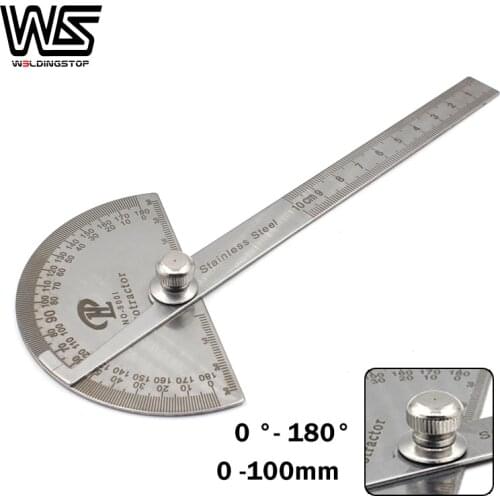 Economic Protractor 180° Adjustment Stainless Steel Round Head Rotary Angle Ruler Measuring Tool