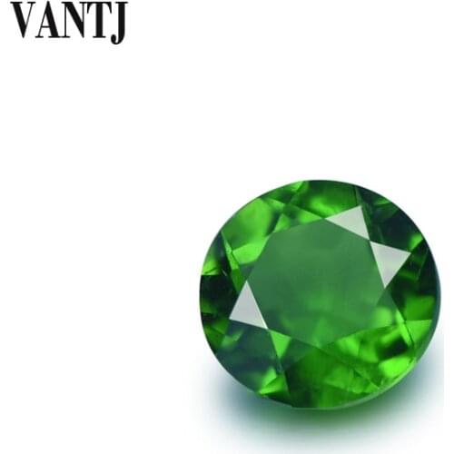 VANTJ Natural Chrome Diopside Loose Gemstone Round Cut Women For Silver Gold Ring Mounting Diy Jewelry Women Party Gift