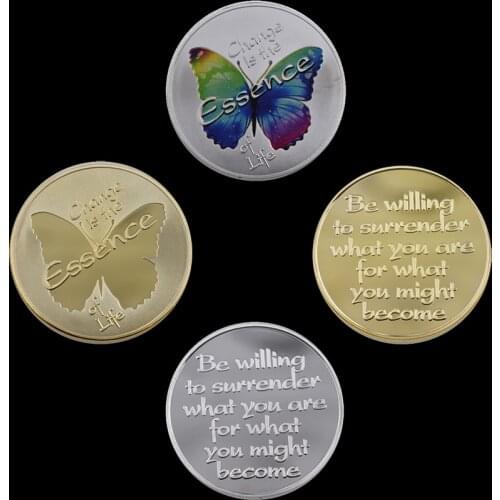 Valentines Day Commemorative Coin Gift 24k Gold Plated Butterfly Transform Love Token Metal Coin Challenge Coin 2 Pieces / Set