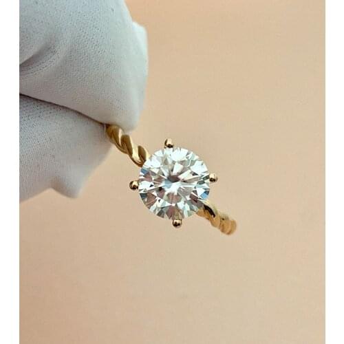 100% 18K Gold ring 1ct D color VVS Moissanite Diamond Ring Wedding ring With national certificate