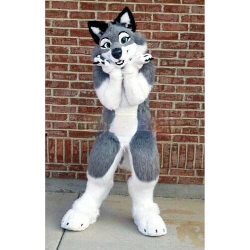 Professional Grey Husky Dog Wolf Fursuit Complete Mascot Costume Cosplay Party Adult Kids Size Complete Suit New Fancy Dress
