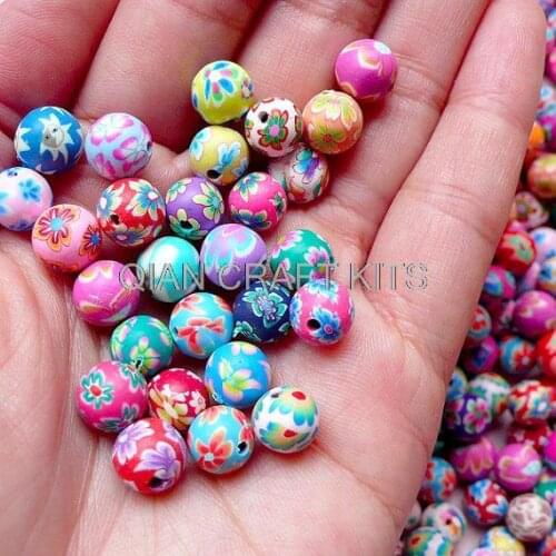 1000pcs Round Polymer Clay Beads Mix by Random 6mm-8mm mix size Assorted Beads Set Jewelry Earrings Bracelet Keychain