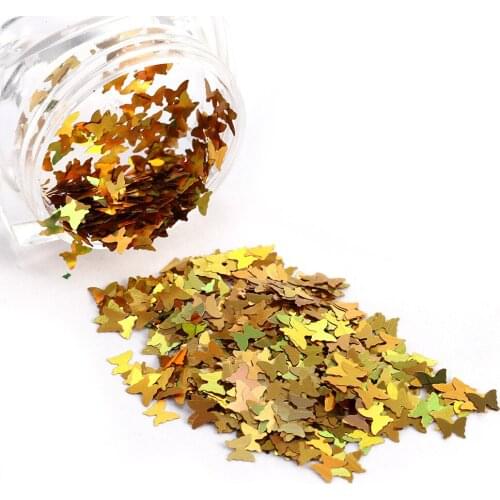 Laser Gold Star Holographic Nail Glitter Sequins 3D Colourful Butterfly Flakes Designs Nail Art Decoration DIY Nail Accesoires