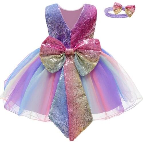 Baby girl dress summer baby baptism dress baby sequin bow dress net gauze tutu princess dress baby girl birthday party dress