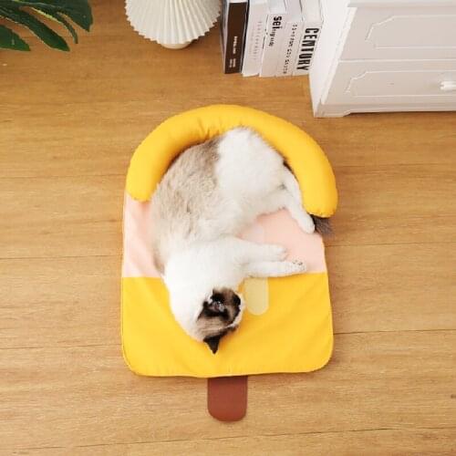 KIMPETS Dog Bed Summer Cold Effect Cooling Cat Mat Cute Popsicle Shape Ice Dogs Sleeping Pad Washable Cool Cats Cushion Pet Beds