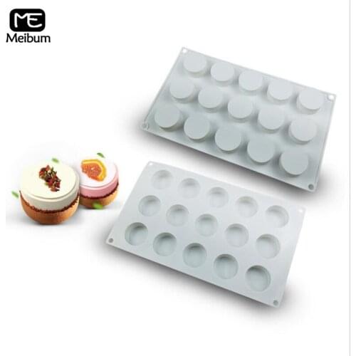 Meibum 15 Cavity Small Cylindrical Pastry Silicone Mold DIY Mousse Dessert Modle Pudding Chocolate Cake Mould Baking Tools