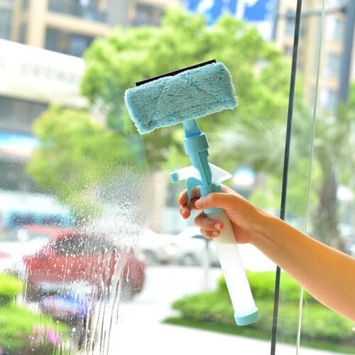 Multifunctional water spray glass cleaner window cleaner double-sided glass scraper automatic wiper household cleaning tool