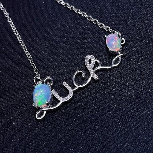 Natural Opal Necklace, Australian mining area, color changing and colorful, 925 silver