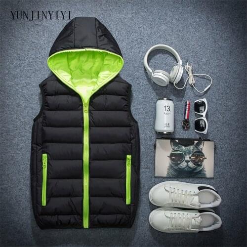 2018 new sleeveless jacket mens fashion warm hooded winter vest lightweight large size mens work vest boys vest