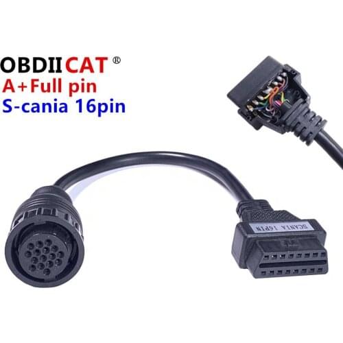 OBDIICAT A+ Quality 16Pin For SCNIA Truck To OBD2 16 Pin OBD Extension Cable 16 Pin OBD2 Connector Compatible