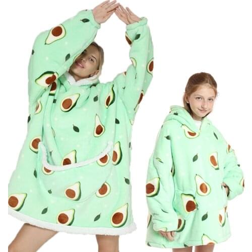 Family Matching Homewear Oversize Fleece Warm Sherpa Blanket Thick Girls Sleepwear Hoodie ,if you need two pcs, please order two